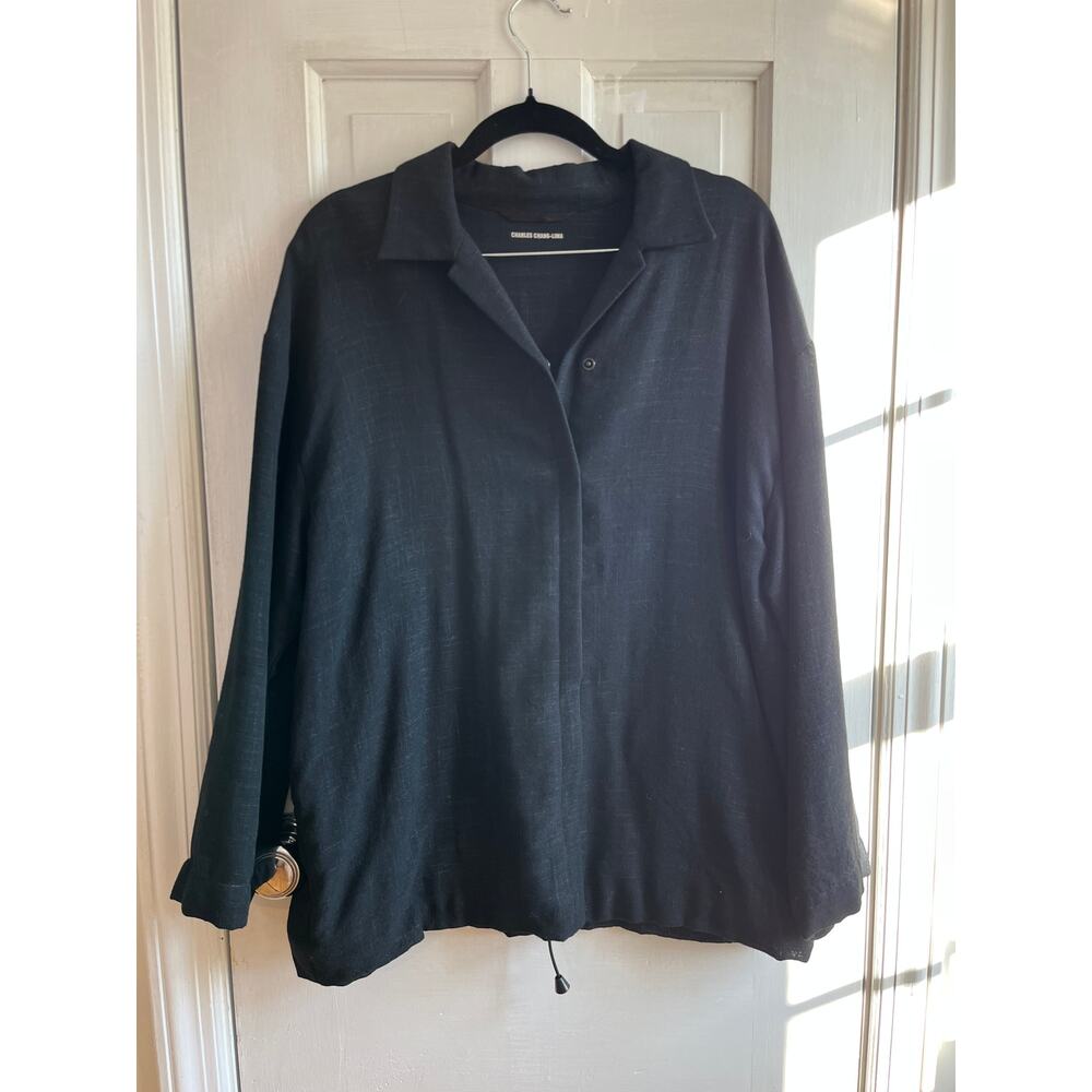 Charles Chang-Lima Vintage Wool Blend Snap Front Jacket Grey Hatch M/L